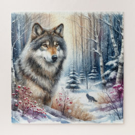 Quebra-cabeça Paisagem de inverno com Lobo