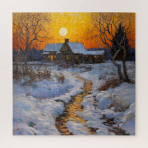 Quebra-cabeça Paisagem de Inverno de House Sunset