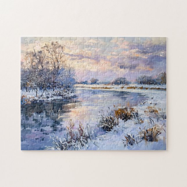 Quebra-cabeça Paisagem de Inverno do Rio Havel (Horizontal)