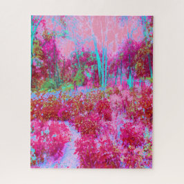 Quebra-cabeça Paisagem de Jardim Impressionista Vermelho e Rosa