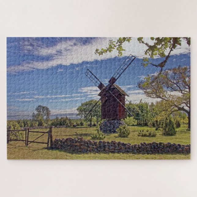 Quebra-cabeça Paisagem De Moinhos Estonianos Ilha De Saaremaa (Horizontal)