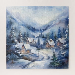 Quebra-cabeça Paisagem de montanha Winter Snowy Homes Christmas
