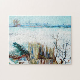 Quebra-cabeça Paisagem de Neve com Arles no Fundo