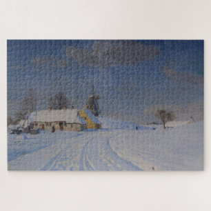 Quebra-cabeça Paisagem de neve no inverno (por H.A. Brendekilde)