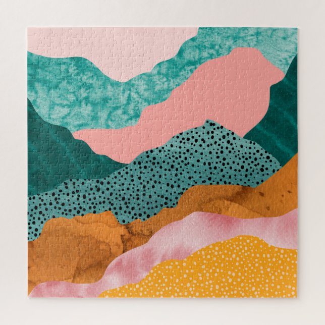 Quebra-cabeça Paisagem de papel, raspadas, bordas rasgadas, verd (Vertical)