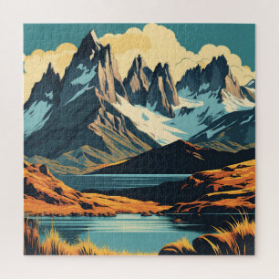 Quebra-cabeça Paisagem de Patagônia em Estilo de Cartaz de Viage