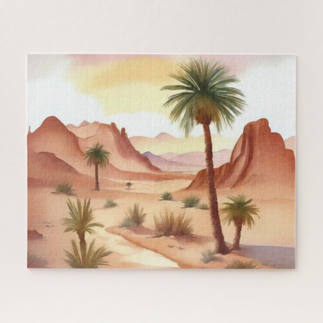 Quebra-cabeça Paisagem do Deserto com Palmas de Data (Horizontal)