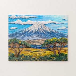 Quebra-cabeça Paisagem do Kilimanjaro com Savana de Zebras