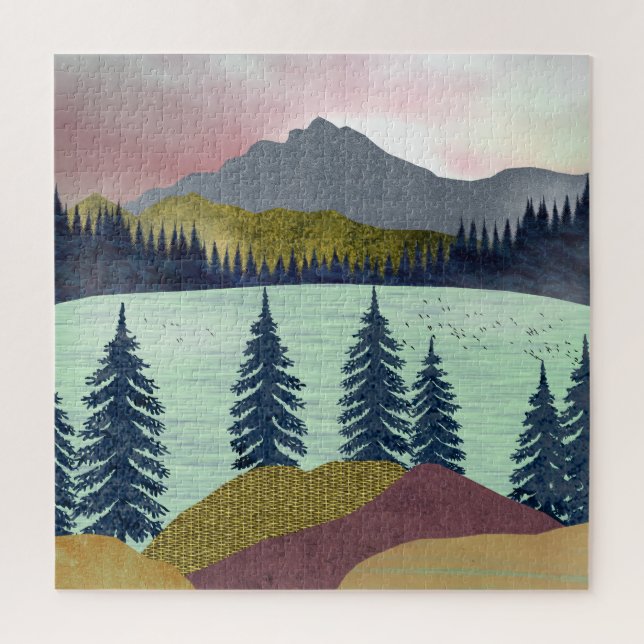 Quebra-cabeça Paisagem do Lago Red Sky (Vertical)