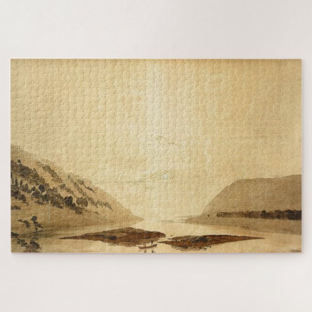 Quebra-cabeça Paisagem do rio Mountainous (1830) - Friedrich (Horizontal)