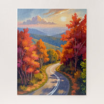 Paisagem em Aquarela da Folhagem de Outono de Verm
