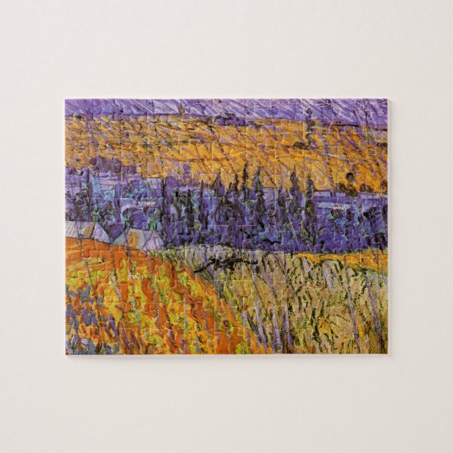 Quebra-cabeça Paisagem em Auvers sob a Chuva de Vincent van Gogh (Horizontal)