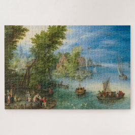 Quebra-cabeça Paisagem fluvial por Jan Brueghel, o Velho