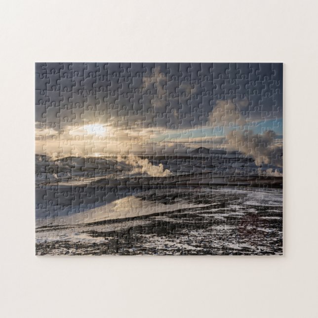 Quebra-cabeça Paisagem Geotérmica de Inverno (Horizontal)