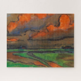 Quebra-cabeça Paisagem Marsh Sob Nuvens Vermelhas | Emil Nolde |