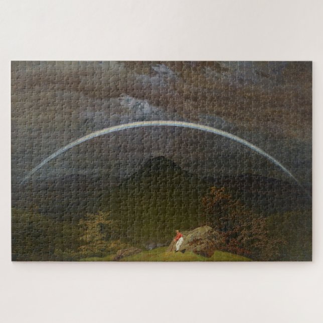 Quebra-cabeça Paisagem Montanha com Arco-Íris por Friedrich (Horizontal)