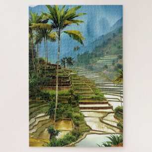 Quebra-cabeça paisagem natureza palma montanhas pintura arte arr