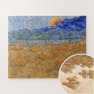 Quebra-cabeça Paisagem noturna com Lua Ascensão por Van Gogh