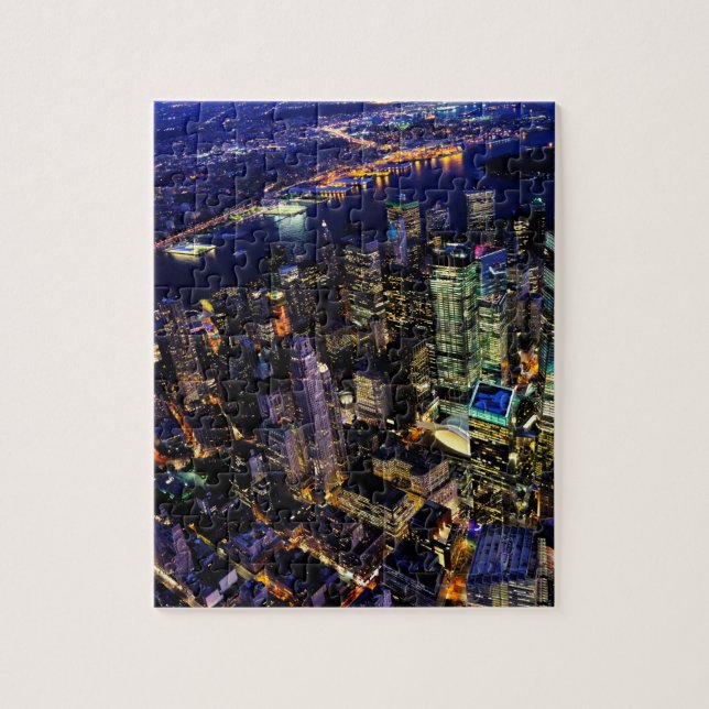 Quebra-cabeça Paisagem noturna da cidade de Nova York, Manhattan (Vertical)