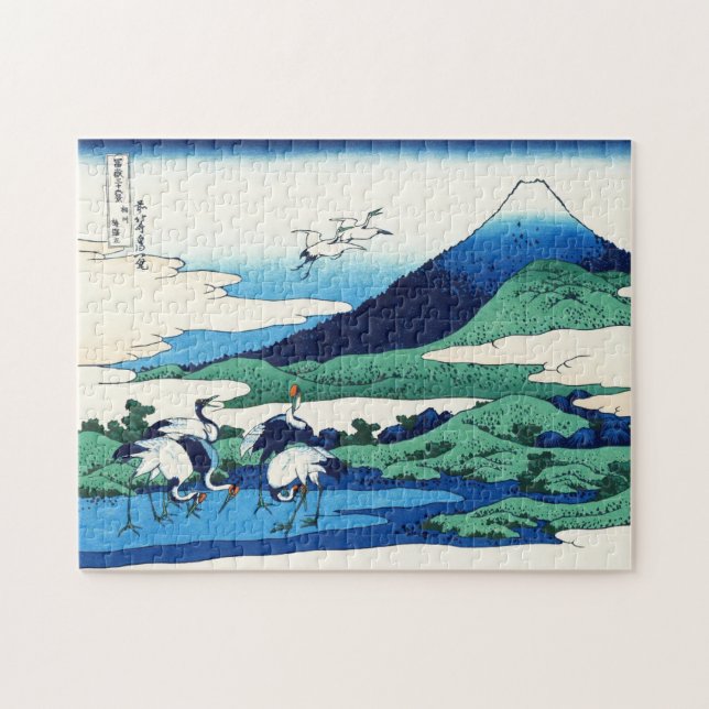 Quebra-cabeça Paisagem oriental legal da opinião de Hokusai Fuji (Horizontal)