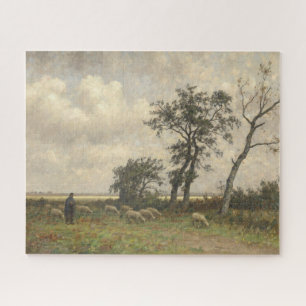 Quebra-cabeça Paisagem ovelha e pastor de vintagem belas artes