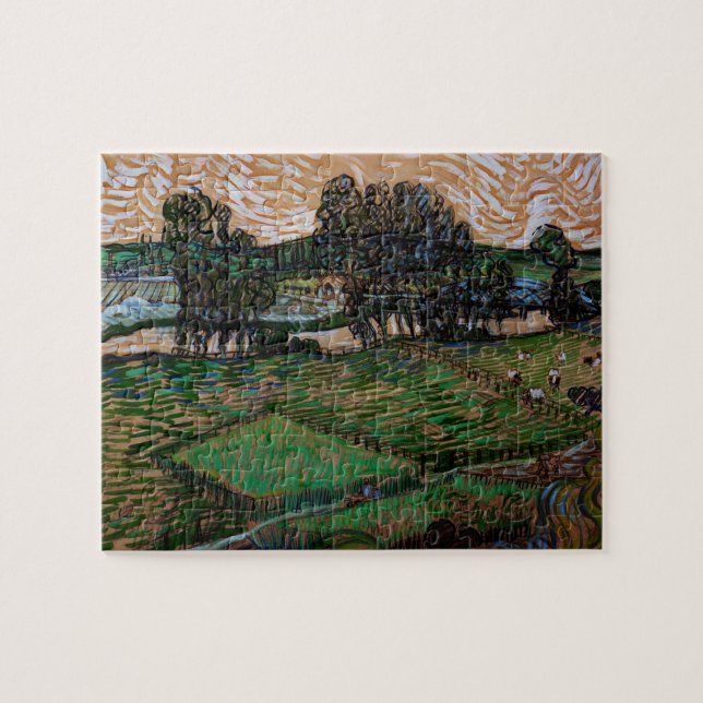 Quebra-cabeça Paisagem, Ponte em Oise por Vincent van Gogh (Horizontal)