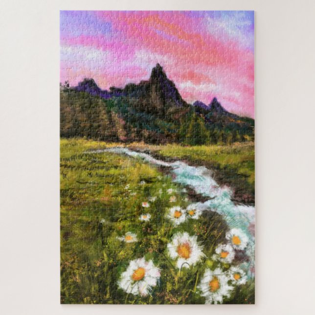 Quebra-cabeça Paisagem primavera - Flor na Pintura Original (Vertical)