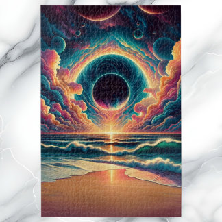Quebra-cabeça Paisagem Psychedelic Celestial Sunset Beach