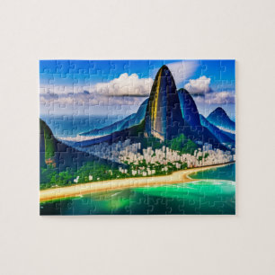 Quebra-cabeça Paisagem tropical com montanhas e praia