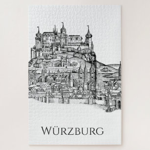 Quebra-cabeça Paisagem Urbana de Würzburg Baviera Arte Linear Mi