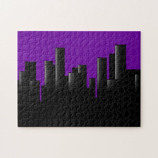 Quebra-cabeça paisagem urbana roxa (Horizontal)