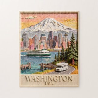 Quebra-cabeça Paisagem Urbana Texturizada de Seattle Washington 