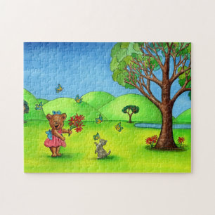 Quebra-cabeça Paisagem Whimsist Gatinho De Urso Bonito