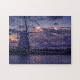 Quebra-cabeça Países Baixos Windmill Windmill River Sky Jigs, Pa