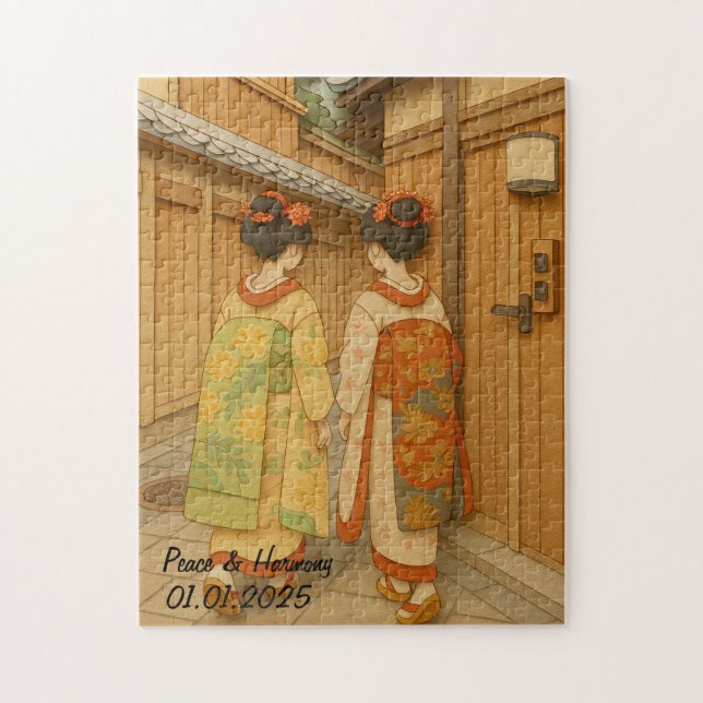 Quebra-cabeça Paisha Viagem do Japão Personalizada Geisha (Vertical)