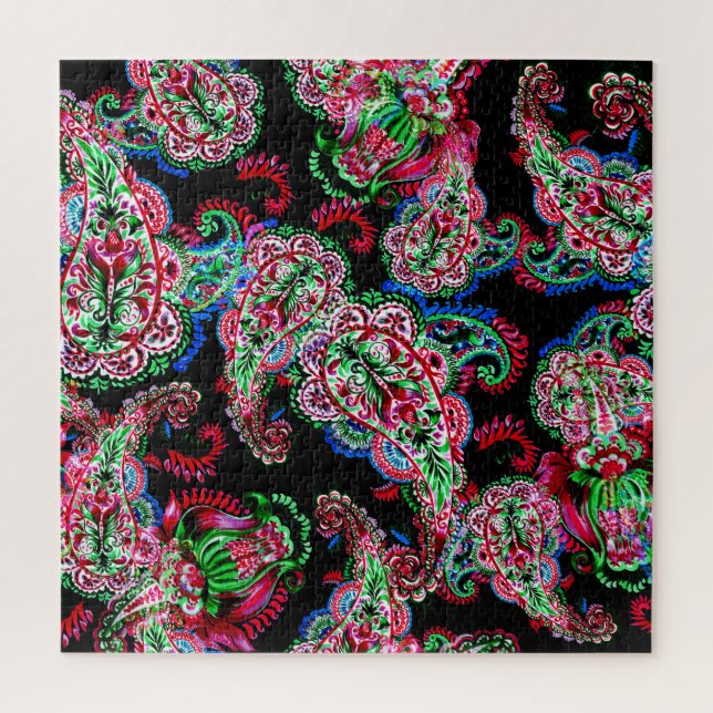 Quebra-cabeça Paisley Floral, Fundo Étnico. (Vertical)