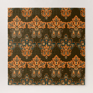 Quebra-cabeça Paisley Têxtil Asiático: Ilustração da Vintagem Fl