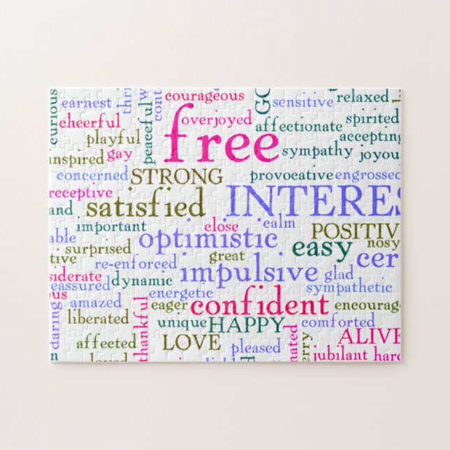 Quebra-cabeça Palavras animadoras inspiradoras inspiracionais (Horizontal)