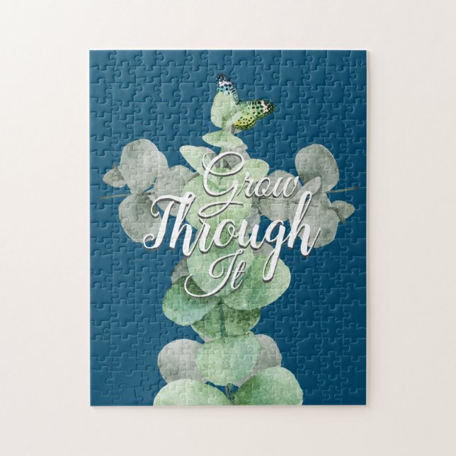 Quebra-cabeça Palavras Motivacionais Borboleta Eucalipto Aquarel (Vertical)