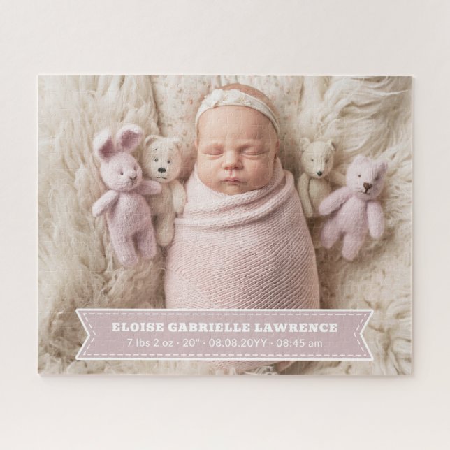 Quebra-cabeça Pale Dusty Pink Newborn Baby Girl Photo (Horizontal)