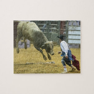 Quebra-cabeça Palhaço de Rodeio de Cowboy Touro Distraindo Espor
