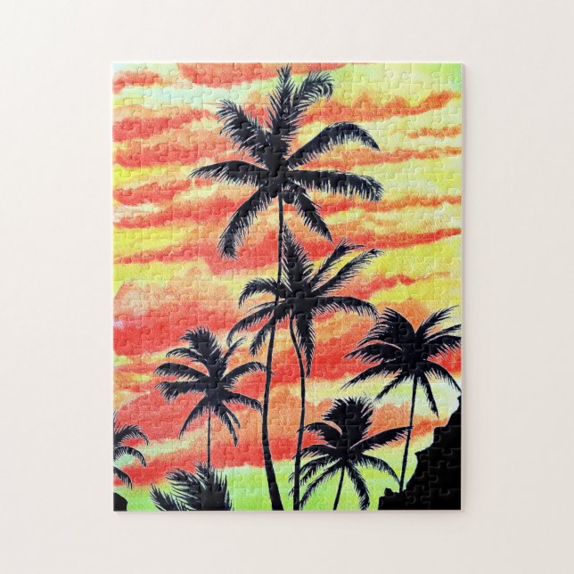 Quebra-cabeça Palmas de Coco Sunset Havaiano (Vertical)