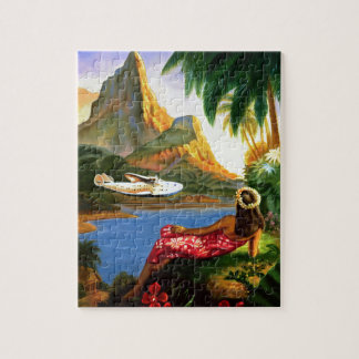 Quebra-cabeça Palmeira havaiana tropical do plano de mar do