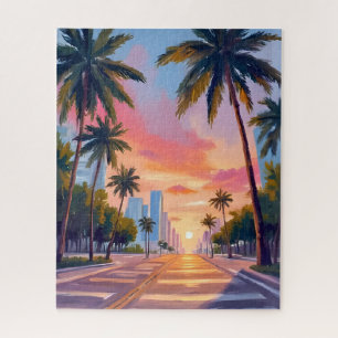 Quebra-cabeça Palmeiras do Pôr do Sol em Miami