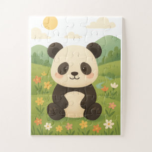 Quebra-cabeça Panda Adorável num Prado Primavera - Pu Animal Bon