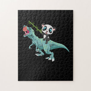 Quebra-cabeça Panda Andando Um Dinossauro Engraçado T-Rex Panda