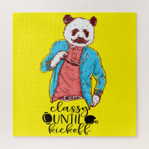 Quebra-cabeça Panda Bear Elegante Até o Pontapé Inicial Futebol 