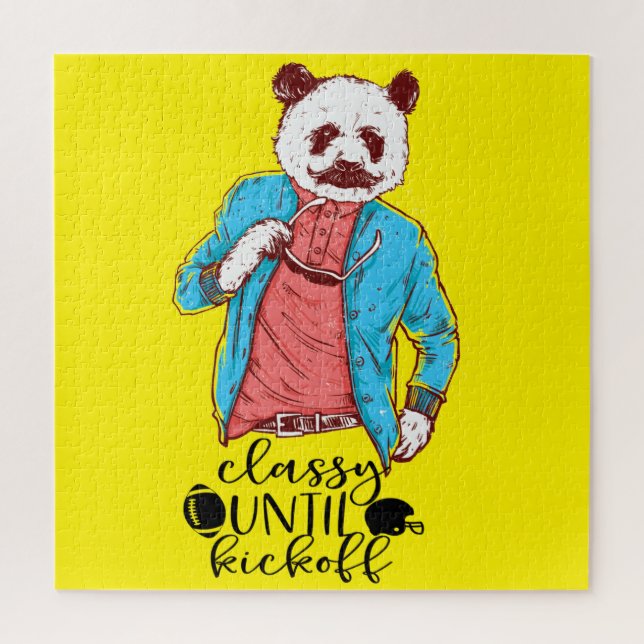 Quebra-cabeça Panda Bear Elegante Até o Pontapé Inicial Futebol  (Vertical)
