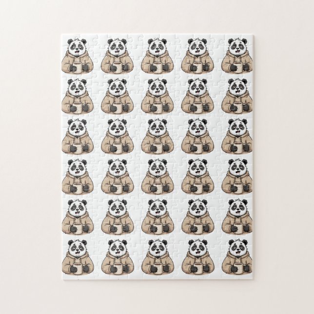 Quebra-cabeça Panda Café Desenho Animado Muito Cansado Para Func (Vertical)
