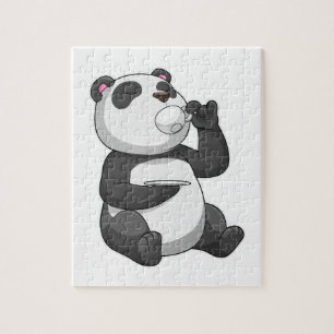 Quebra-cabeça Panda com a Taça Tea
